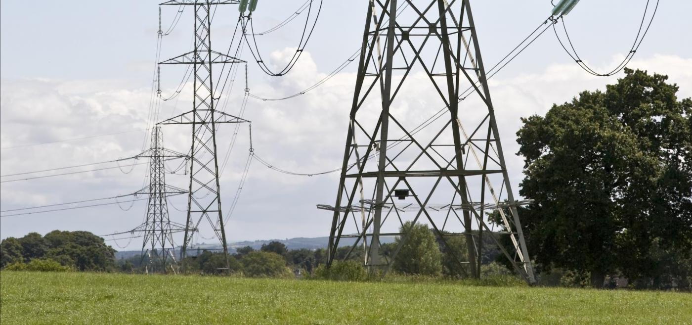 power lines in a field